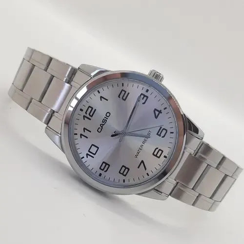 Reloj Pulsera Casio Mtp-v001d-7bu Con Correa De Acero Inoxidable Color Plateado