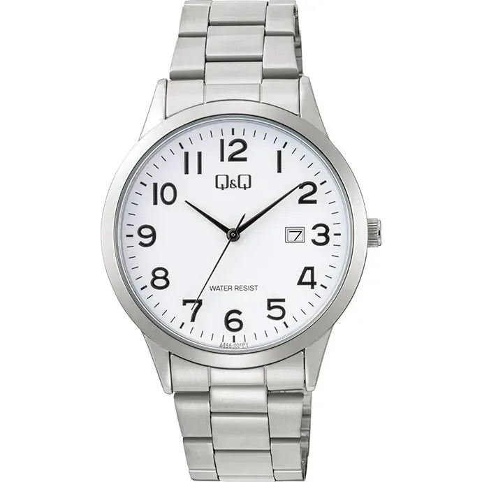 Reloj Q&q A44a-001py Acero Inoxidable Para Hombre Plateado Blanco