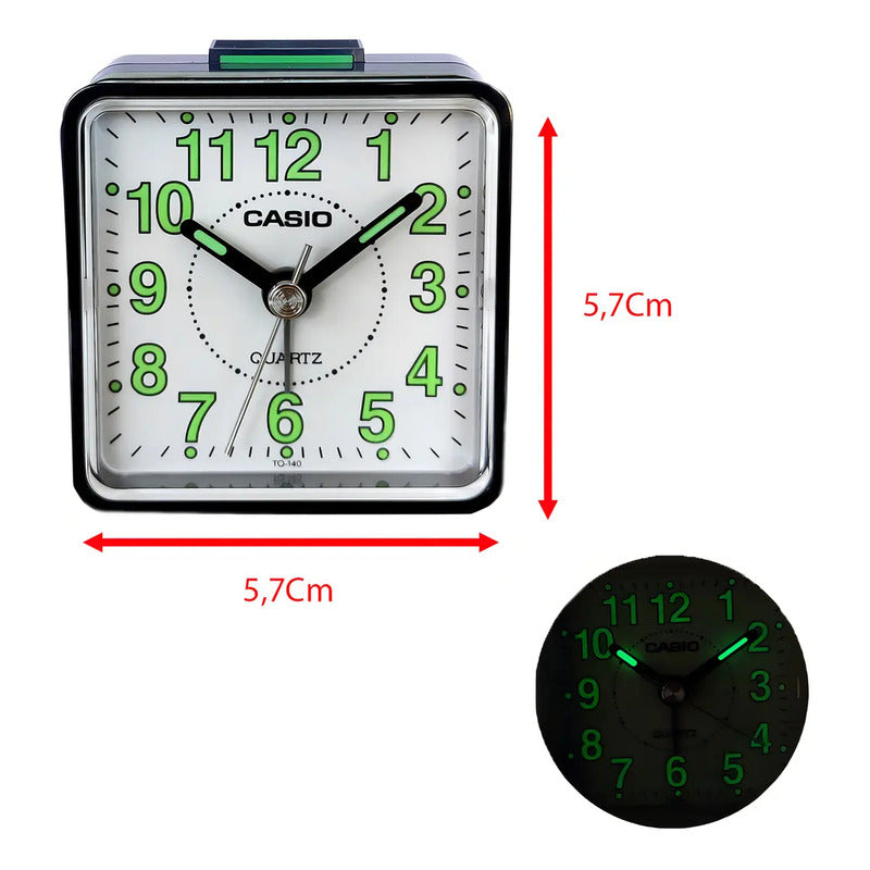 Reloj Despertador Casio Tq-140-1bdf Numeros Grandes Analogo Luz Color Negro/blanco