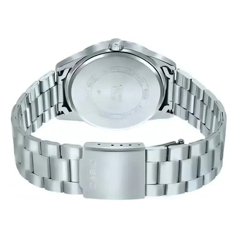 Reloj Pulsera Casio Mtp-vd02d-1eudf Con Correa De Acero Inoxidable Color Plata - Fondo Negro