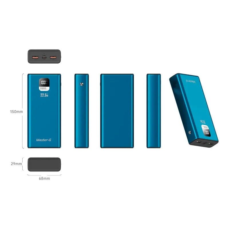 Batería Externa Power Bank 20000 Mah 22.5w Power Delivery Master-g Color Azul