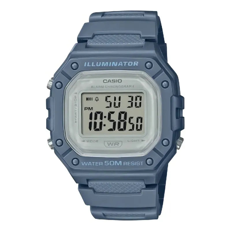 Reloj Pulsera Digital Casio W-218hc-2a Con Correa De Resina Color Celeste Gris W-218hc-2a