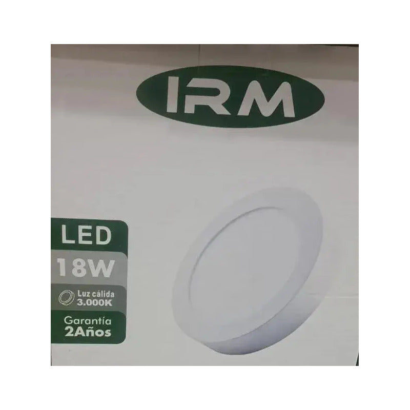 Lámpara Led Redonda 18w Irm Luz Cálida (3000k) Blanco