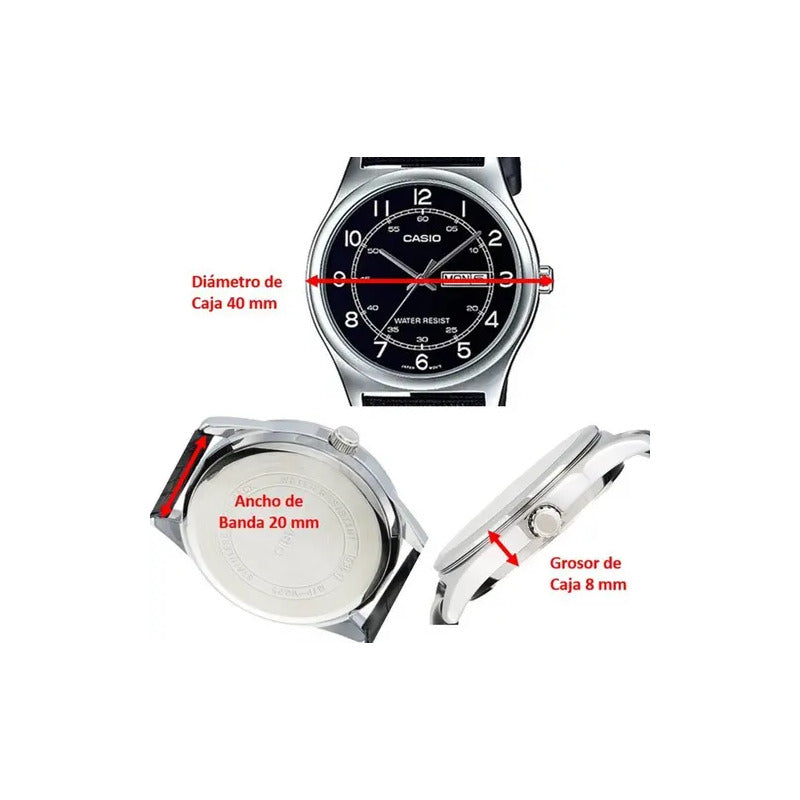 Reloj Casio Mtpv006l-1b2udf Cuarzo Unisex Color De La Correa Mtp-v006l-1b2 Plateado Negro