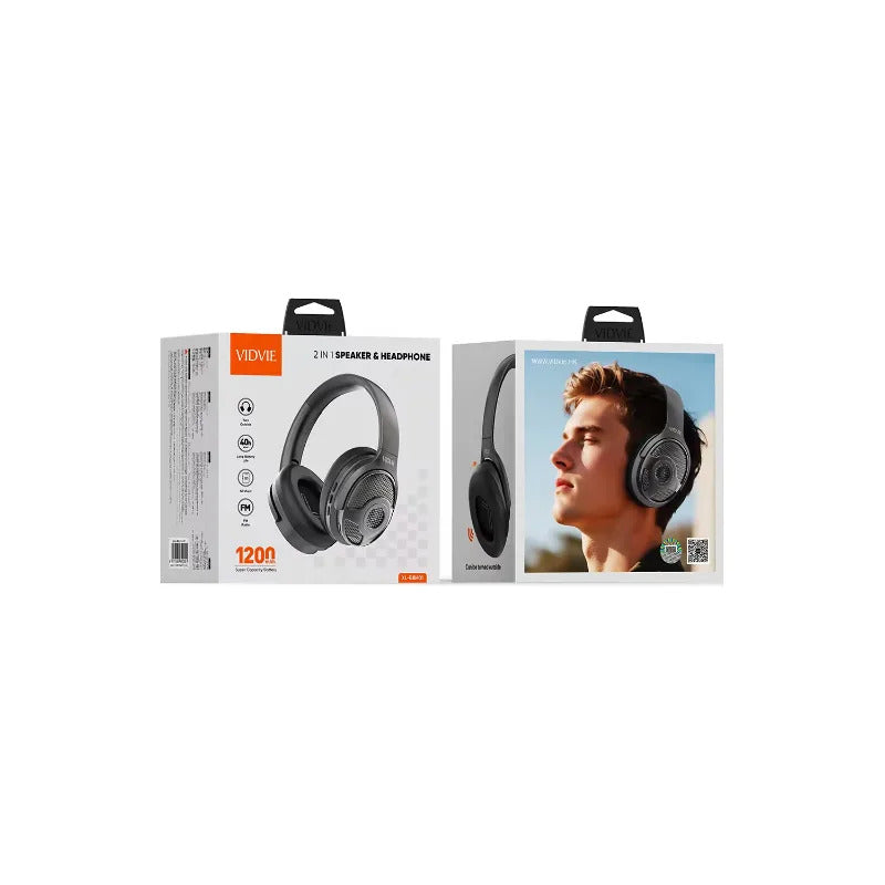 Audífonos Inalámbricos 40 Horas Over-ear 2en1 Vidvie Audioim Negro