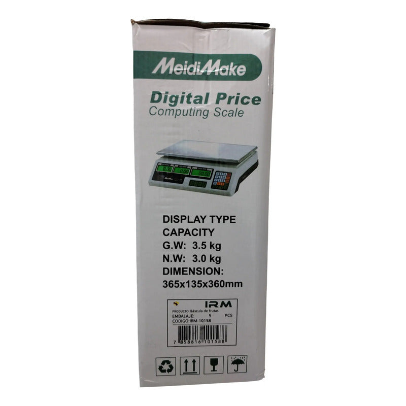 Balanza Pesa Comercial Meidimake Irm-30 Kg Blanca Blanco