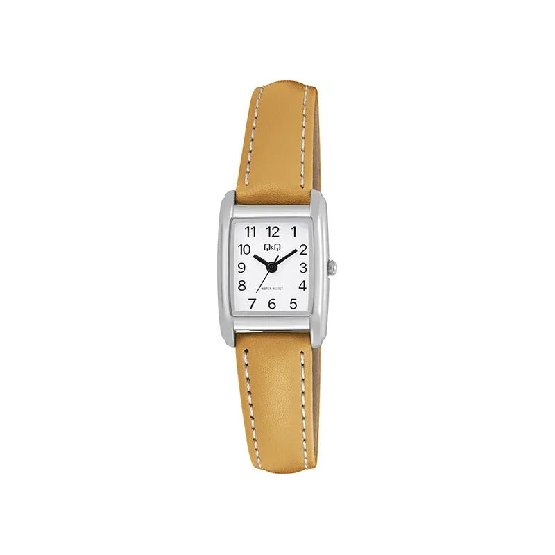 Reloj Q&q Mujer Y Niña Q44c-009py Marrón Claro Plateado Blanco