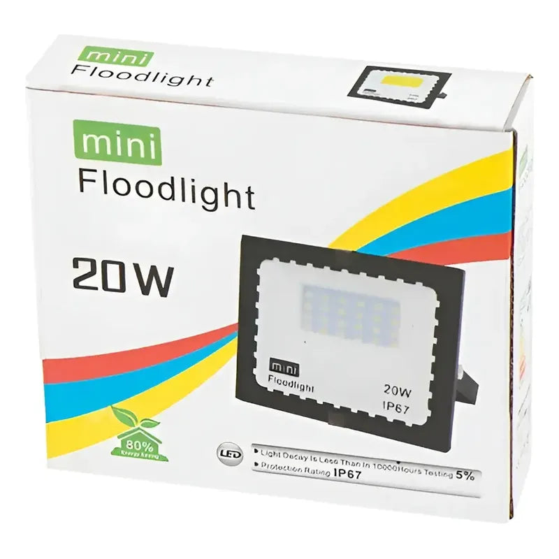 Mini Reflector Led Para Exteriores Impermeable 20w Negro Blanco Frío