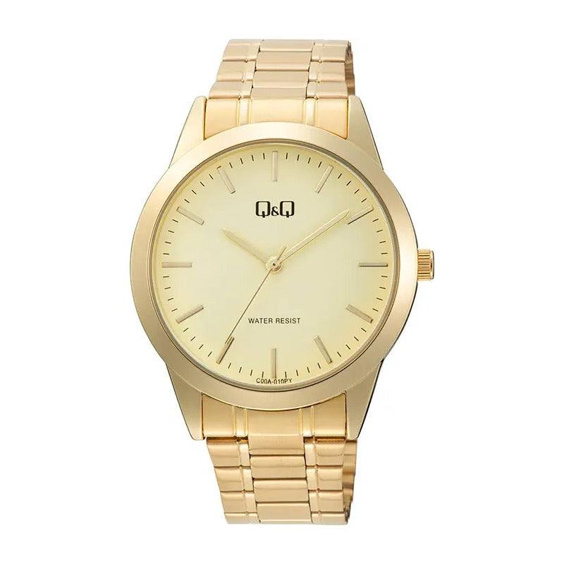 Reloj Pulsera Q&q C00a-010py Para Hombre Dorado Amarillo