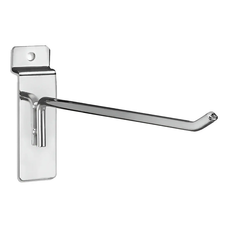 Set 30 Ganchos Exhibidor Panel Ranurado Gancheras 30 Cm Plateado