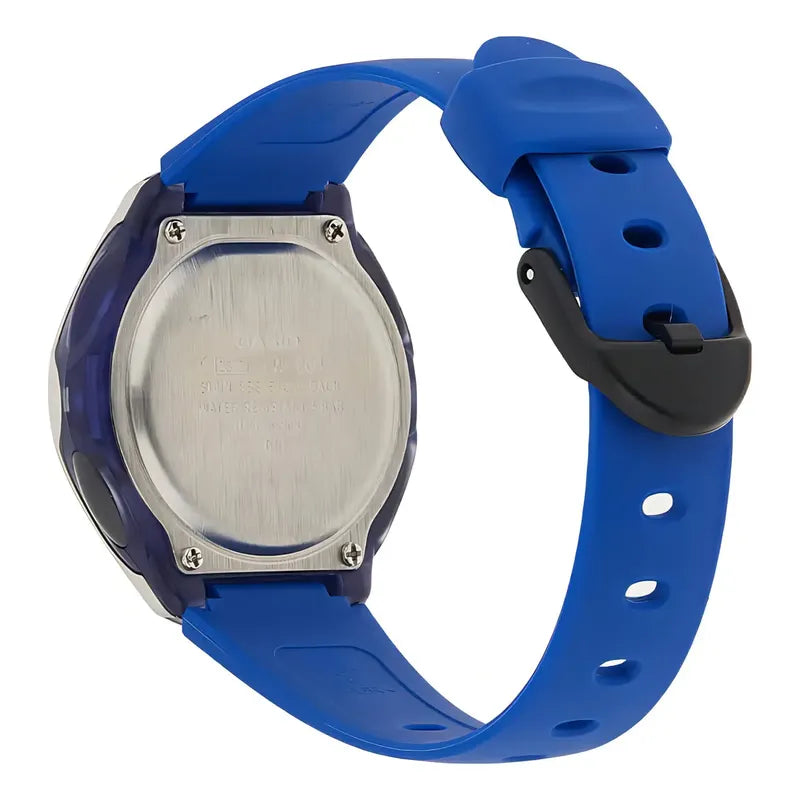 Reloj Pulsera Digital Casio Lw-200-2a Con Correa De Resina Color Azul - Fondo Gris - Bisel Negro/plateado