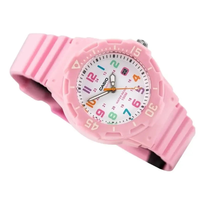 Reloj Casio Mujer Lrw-200h-4b2 Color De La Malla Rosa Color Del Bisel Rosa Color Del Fondo Blanco