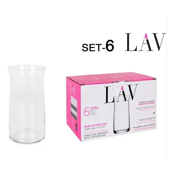 Set 6 Vasos De Vidrio Cóctel, Postres Premium Lav 370ml Vera Color Transparente