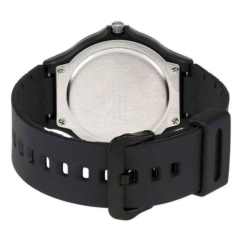 Reloj Pulsera Casio Mw-240-7ev Con Correa De Resina Color Negro - Fondo Blanco