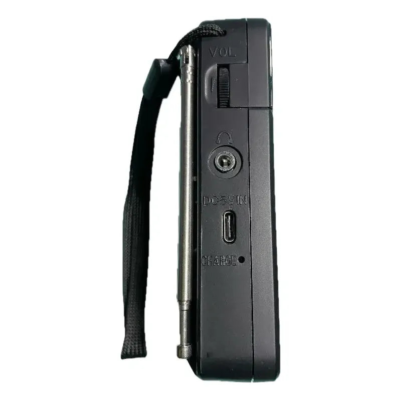 Mini Radio Portátil Am Fm Recargable Con Salida Para Audífonos Negro