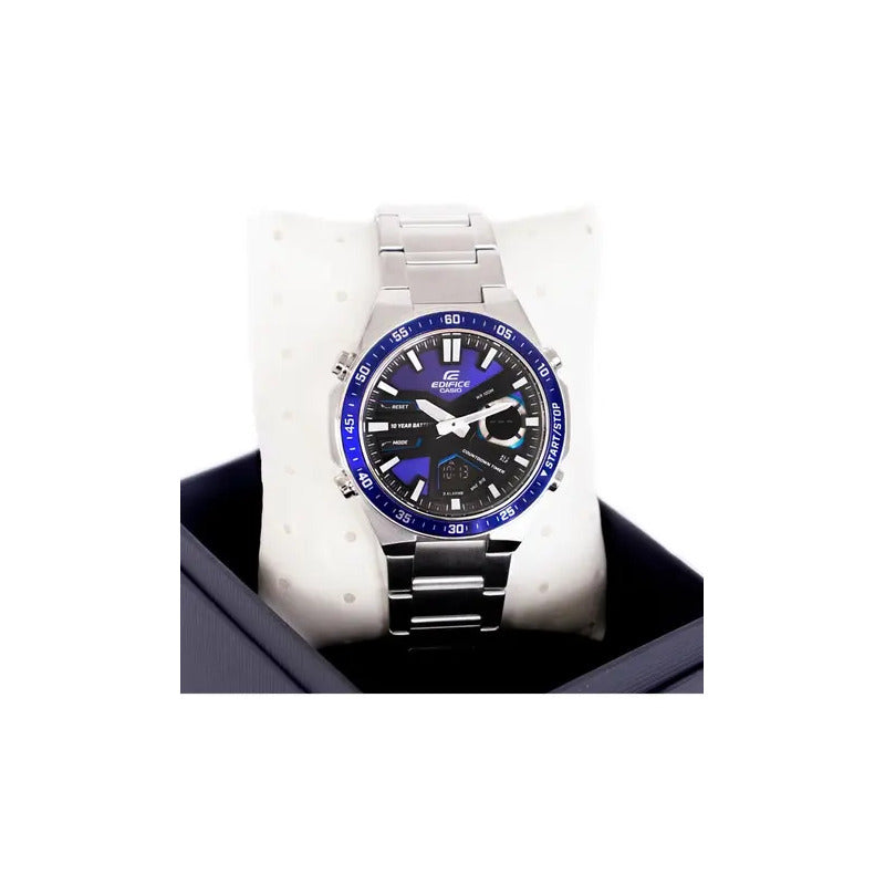 Reloj Casio Edifice Anadigi Correa De Acero Impermeable Para Hombre Color Plata Plata 2