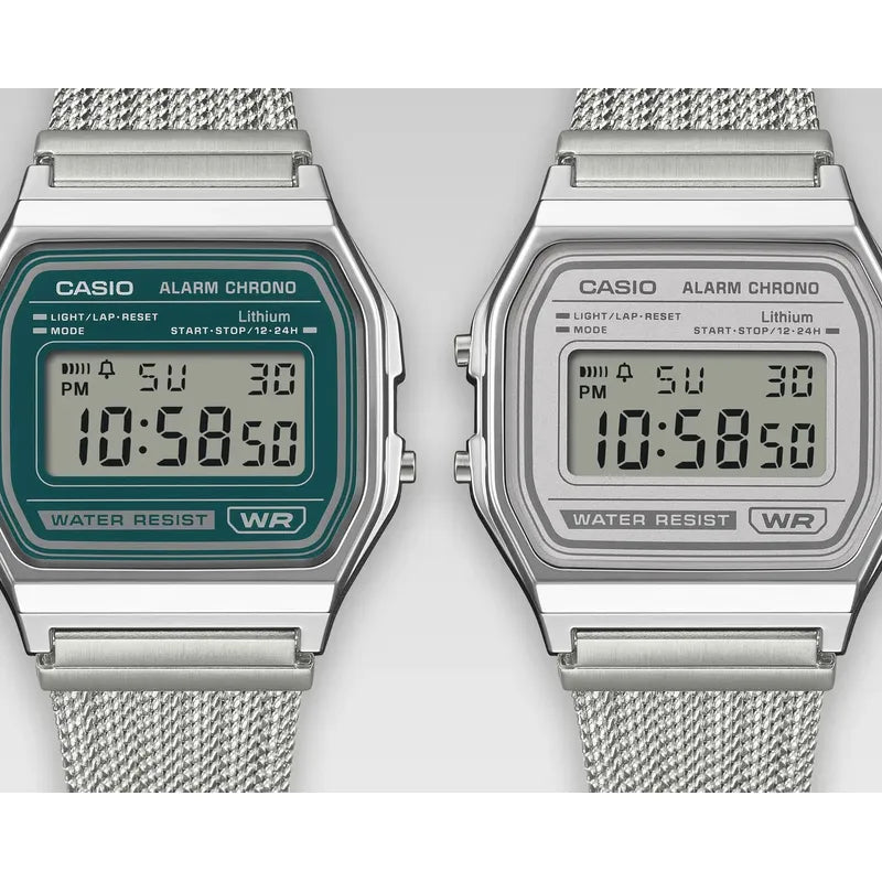 Reloj Casio Digital Plateado De Acero Inoxidable A-158wem Unisex