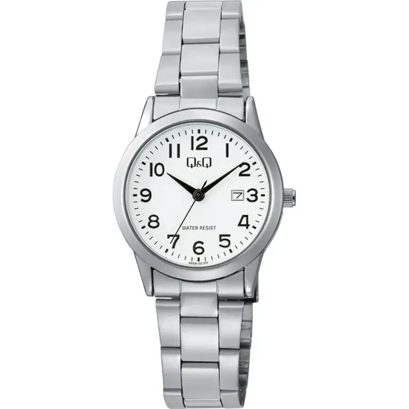 Reloj Q&q A45a-001py Mujer - Análogo Plateado Blanco