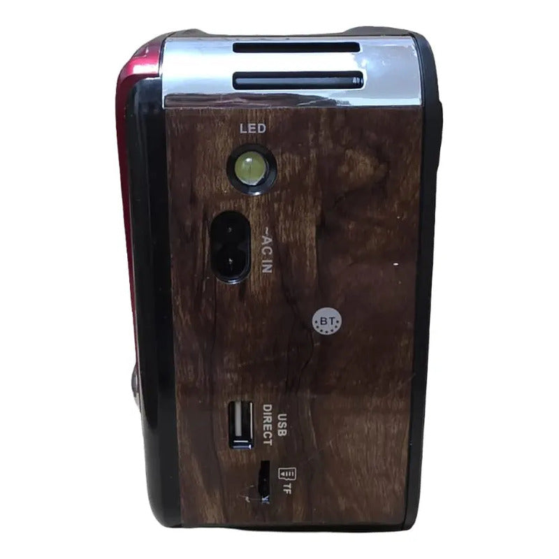 Rádio Portátil Retrô Vintage Am Fm Bluetooth Usb Rx-bt455s Marron Con Rojo