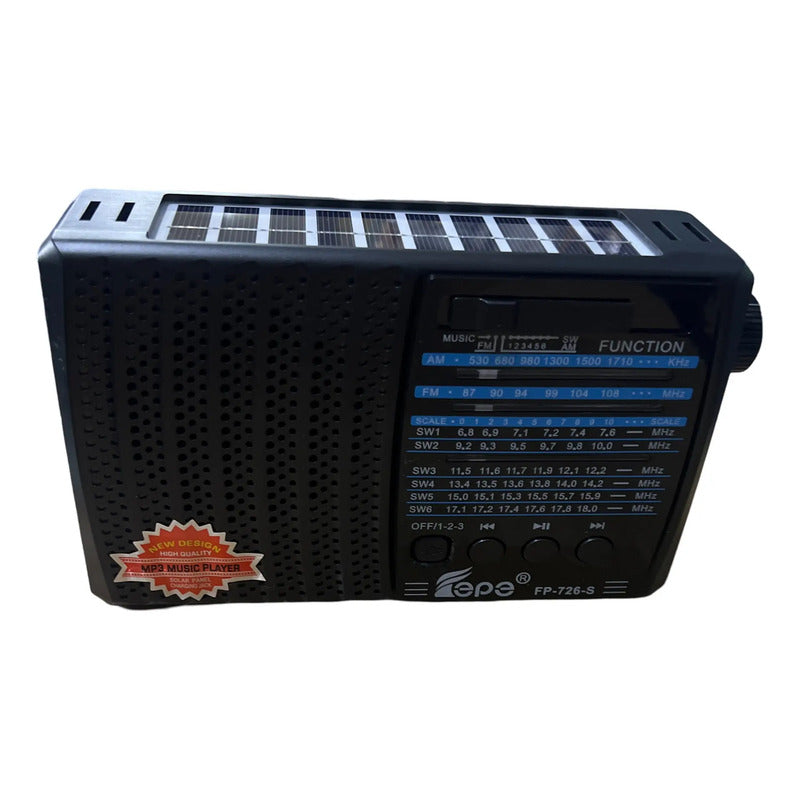 Radio Am/fm/sw Solar Bt Con Linterna Color Negro Fp-726 Negro