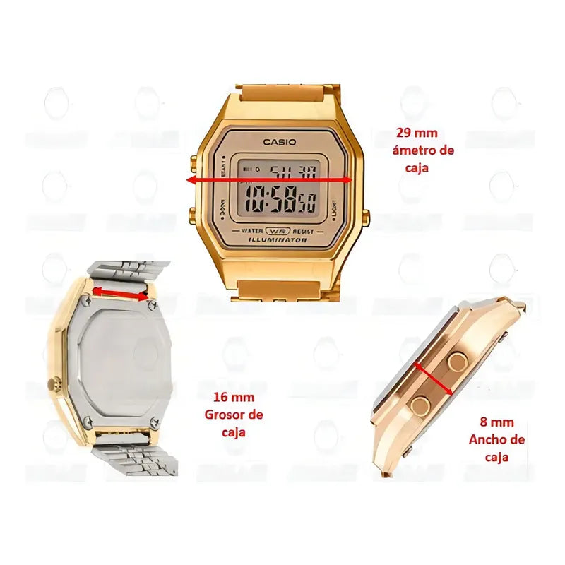 Reloj Casio La-680wga-9df Mujer Dorado Retro Full