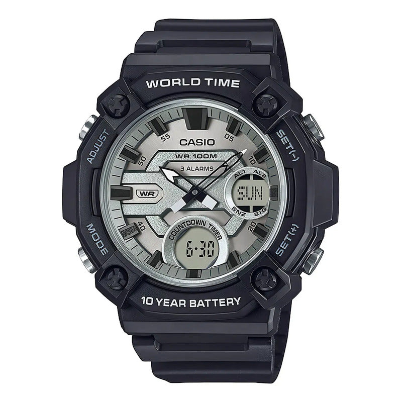 Reloj Casio Aeq-120w-7a Resina Juvenil Negro Gris