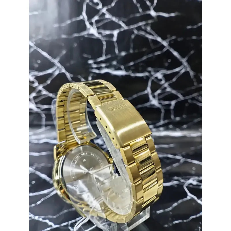 Reloj Casio Analógico Dorado Para Mujer Con Correa De Acero Inoxidable Negro