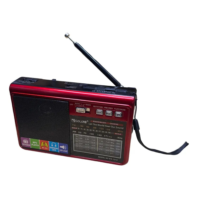 Radio Portátil Recargable Con Linterna 8 Bandas