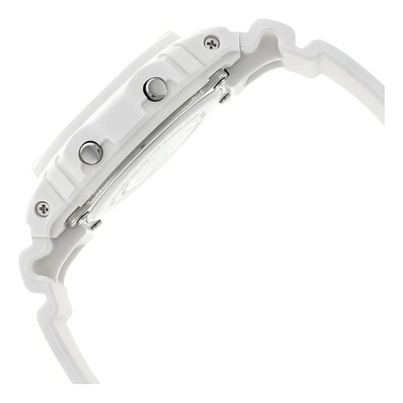 Reloj Pulsera Casio Dw-5600mw-7dr Con Correa De Resina Color Blanco - Fondo Gris