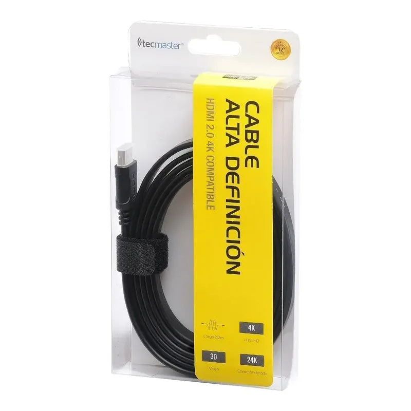 Cable Hdmi 4k 2.0 1.8m Tecmaster Conectores Oro Alta Definición