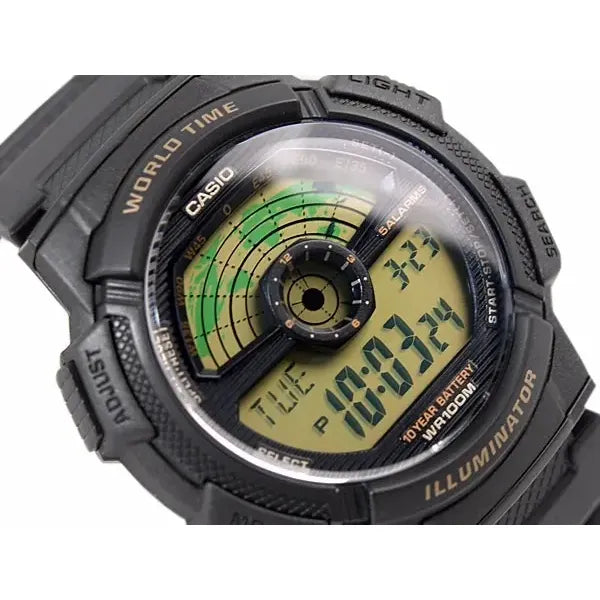 Reloj Casio Digital Cuarzo Para Hombre World Time Con Cronógrafo Negro Black