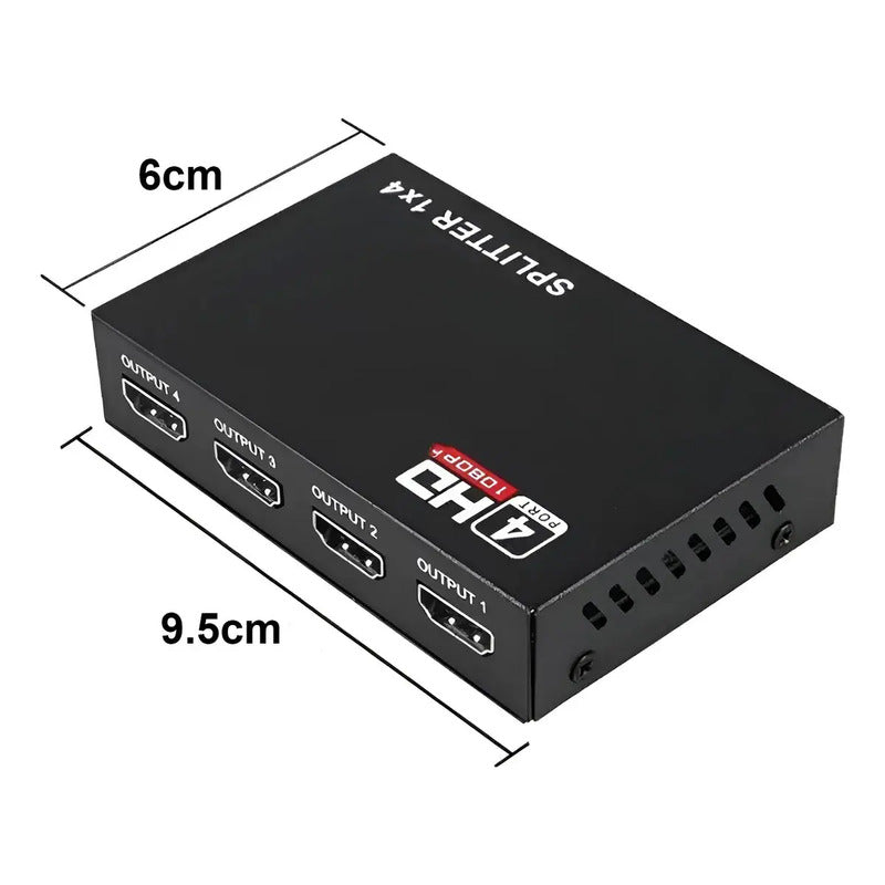 Splitter Hdmi 1x4 Full Hd 4k - Clona Pantallas Uhd Negro
