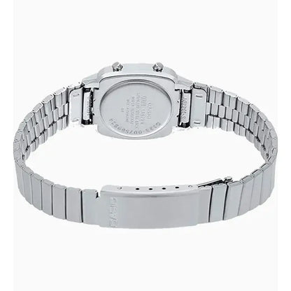 Reloj Casio La-670wd-1d Digital Para Mujer, Con Correa De Acero Inoxidable Plateado Negro