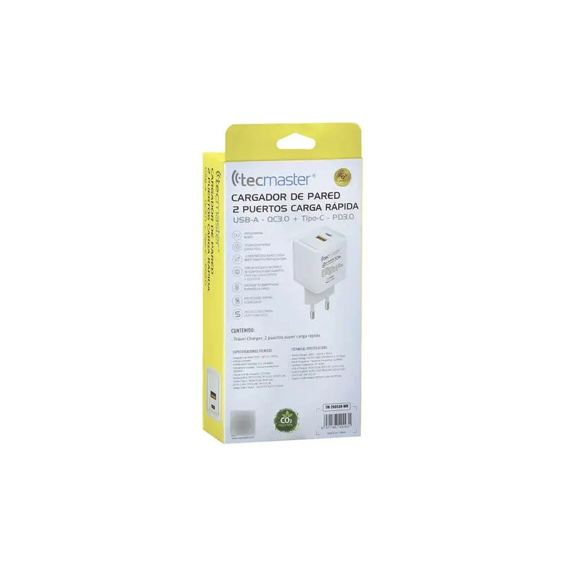 Cargador Carga Rápida Con 2 Puertos 30w Tm-200538-wh Blanco