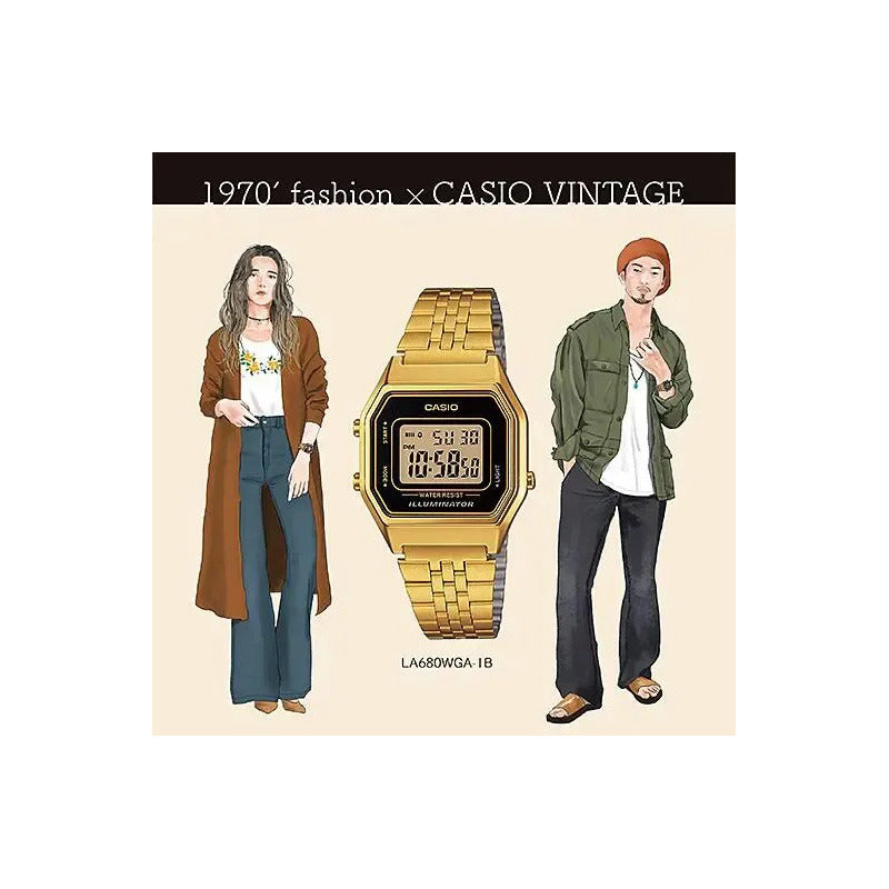 Reloj Casio Digital Mujer La-680wga-1b Dorado Negro