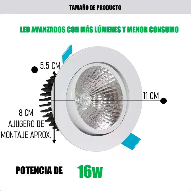Pack X2 Focos Led Embutidos Luz Fria 6500k 12w
