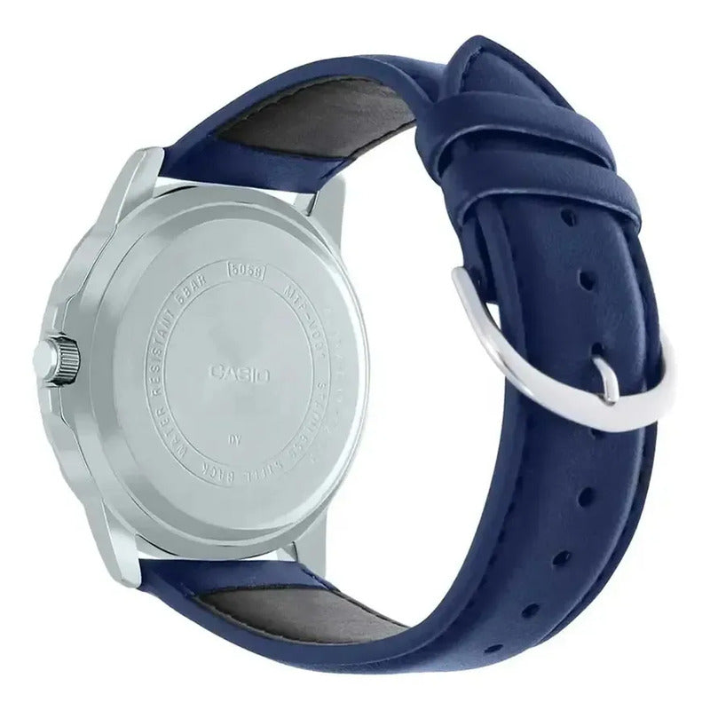 Reloj De Pulsera Casio Dress Mtp-vd01l-2b Original Azul Plateado