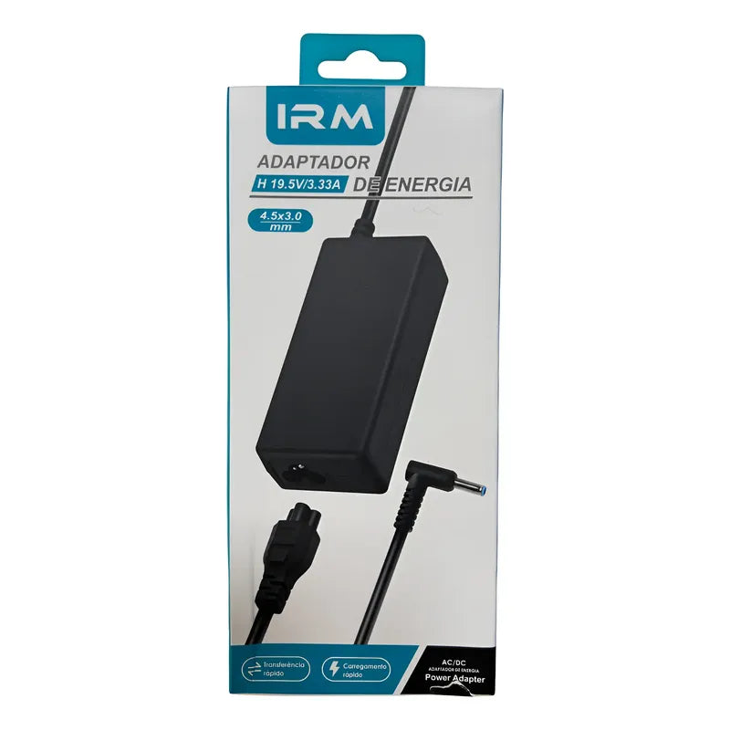 Cargador Irm Punta Azul 60w 220v Para Notebook Hp Negro