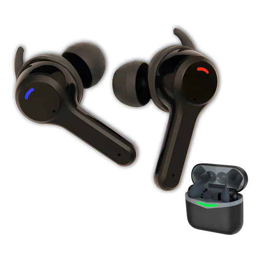 Audífonos Inalámbricos Tws Tecmaster Tm-300520 Negro Con Estuche De Carga