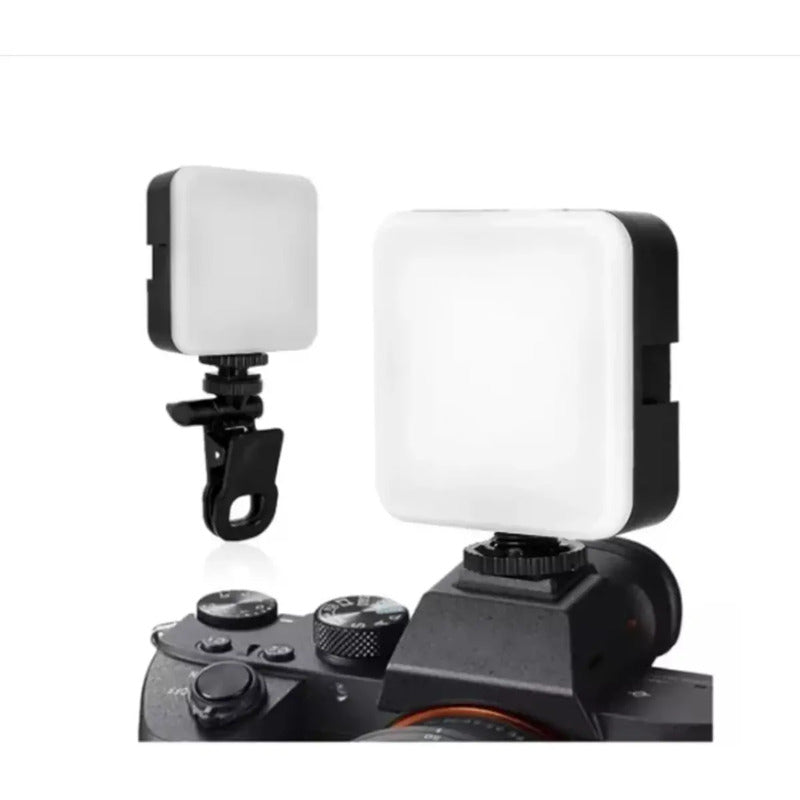 Mini Led Selfie Portátil,clipde Anillo,led Aro De Luz Cuadra Color Negro