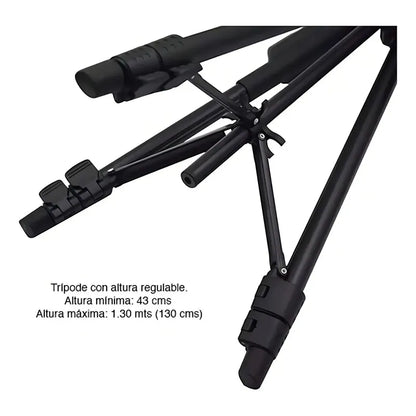 Trípode Profesional Con Bluetooth Para Celular Y Cámara, 128 Cm De Altura, Negro
