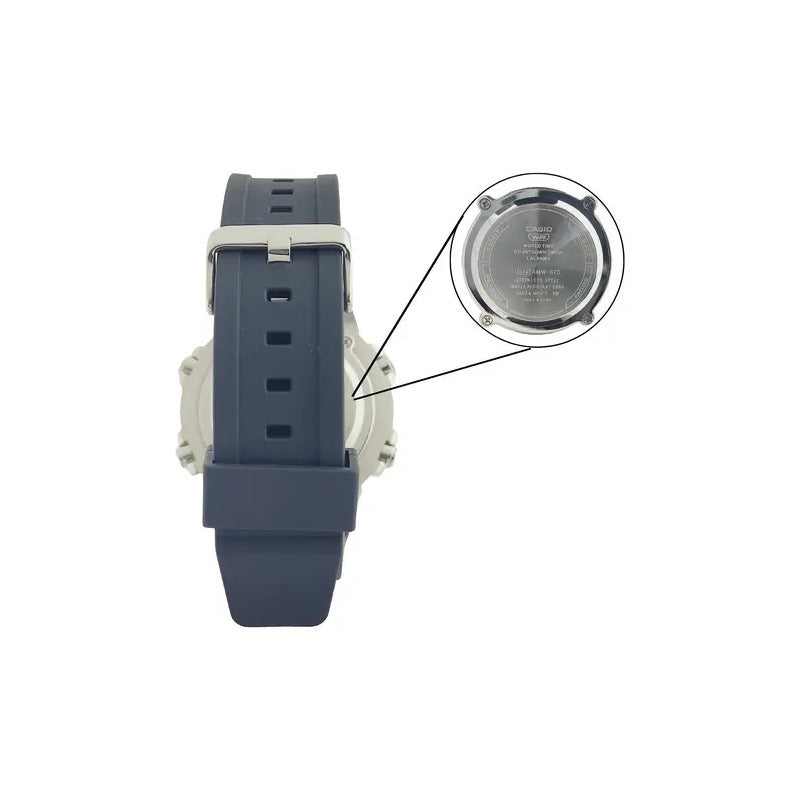 Reloj Casio Hombre Amw-870-1av Con Correa Negra Y Bisel Plateado Negro