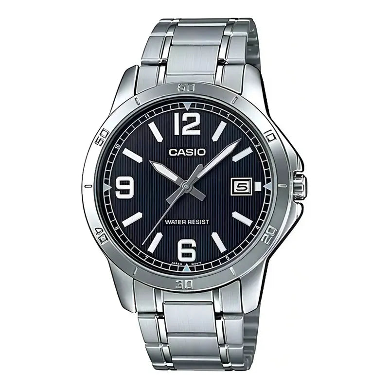 Reloj Para Unisex Casio Mtpv004d-1b2udf Plateado Negro Mtp-v004d-1b2