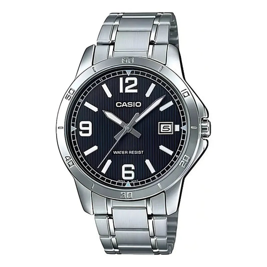 Reloj Para Unisex Casio Mtpv004d-1b2udf Plateado Negro Mtp-v004d-1b2