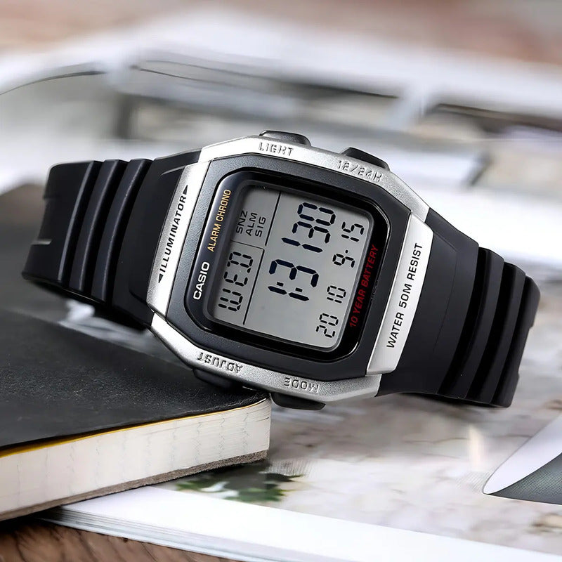Reloj Casio W-96h-1a Hombre Negro Plateado Natural