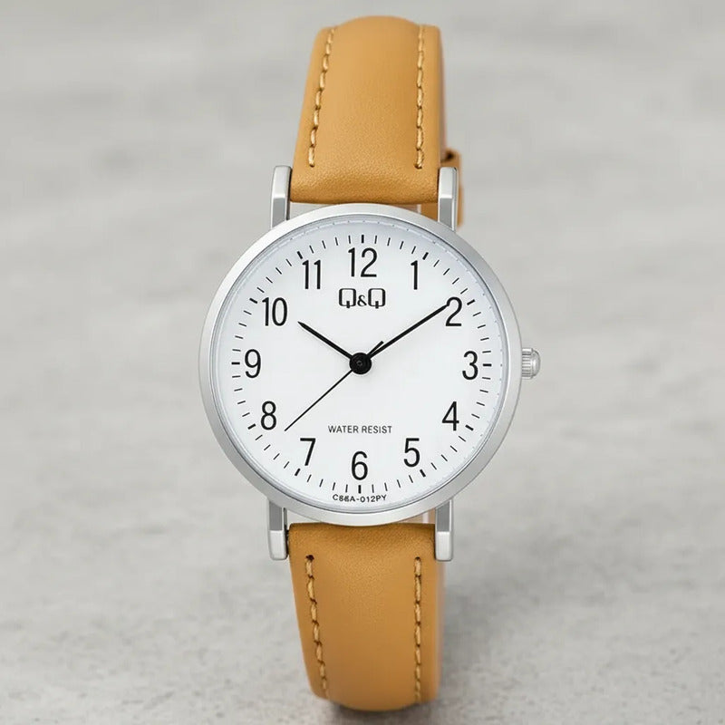 Reloj Q&q Mujer Y Niña C66a-012py Caqui Plateado Blanco