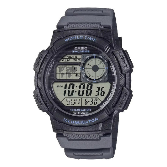 Reloj Casio Digital Para Hombre, Con Correa Gris De Resina Y Resistencia Al Agua De 100 M Negro