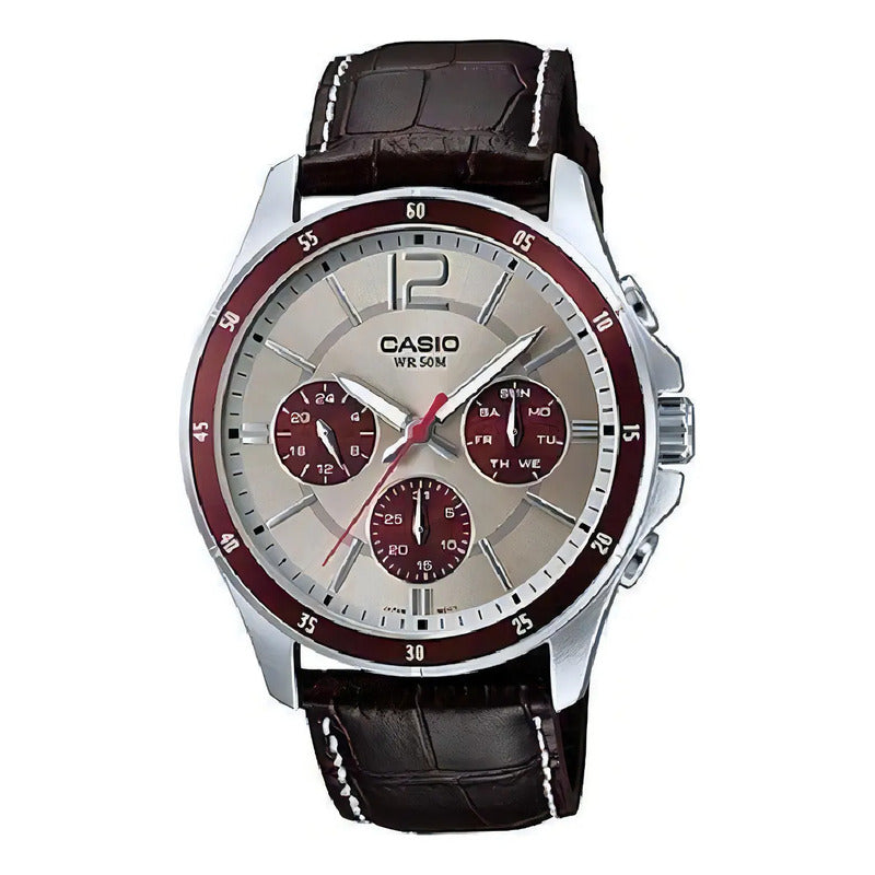 Reloj Casio Mtp1374l-7a1vdf Cuarzo Hombre Color De La Correa Marrón Oscuro
