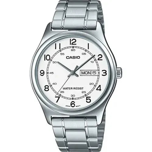 Reloj Casio Mtpv006d-7b2udf Cuarzo Hombre Color De La Correa Plateado Color Del Fondo Blanco Mtp-v006d-7b2