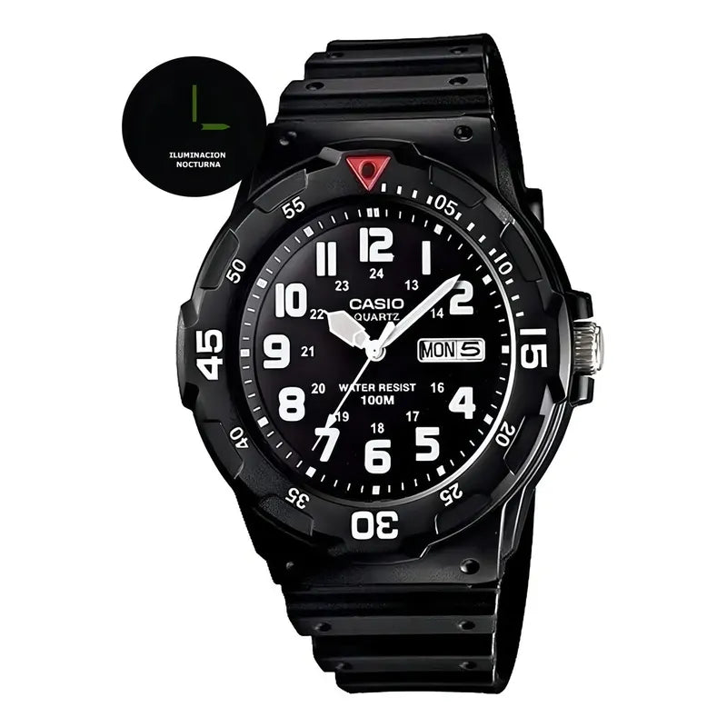 Reloj Hombre Casio Mrw-200h-7bv Análogo Color De La Correa Negro 1b